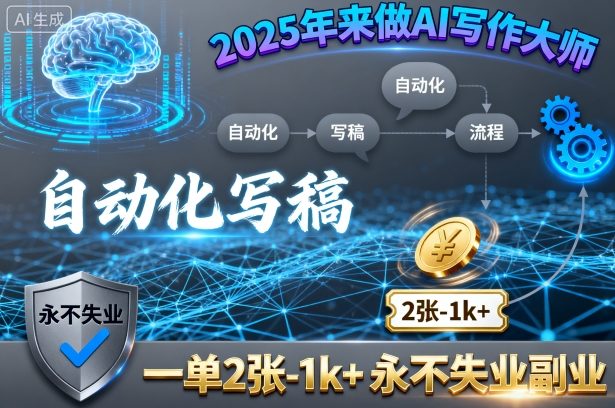 2025年来做AI写作大师，自动化写稿，一单2张-1k+，永不失业副业-卿云社