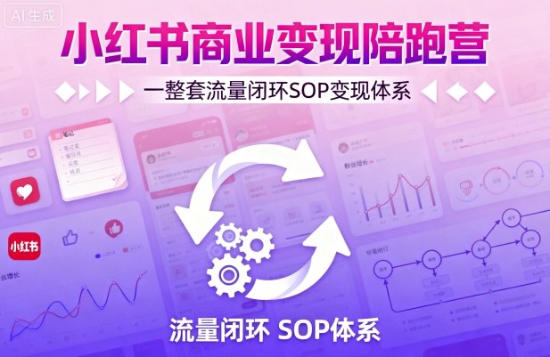 小红书商业变现陪跑营，轻IP矩阵 私域获客 聚光投流，一整套流量闭环SOP变现体系-卿云社