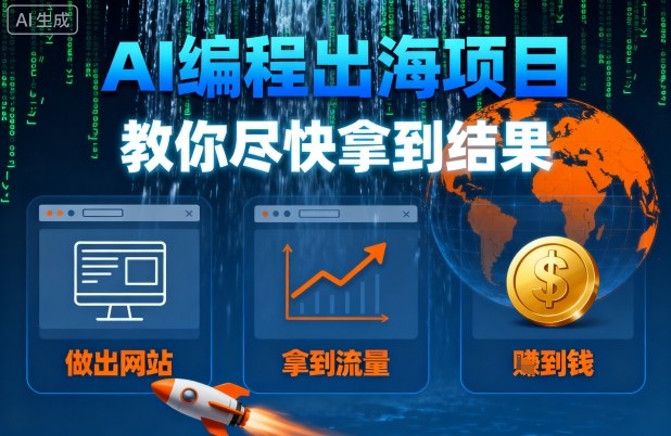 AI编程出海项目，教你尽快拿到结果-做出网站、拿到流量、賺到钱-卿云社