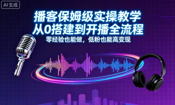 播客保姆级实操教学，从0搭建到开播全流程，零经验也能做，低粉也能高变现-卿云社