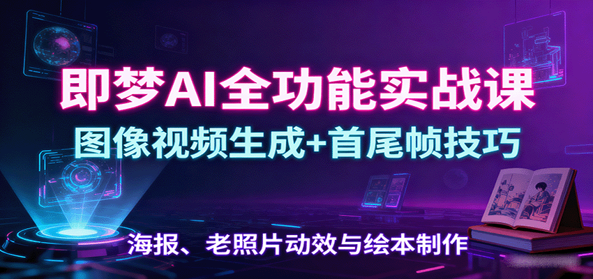 即梦AI全功能实战课：图像视频生成+首尾帧技巧，海报、老照片动效与绘本制作-卿云社