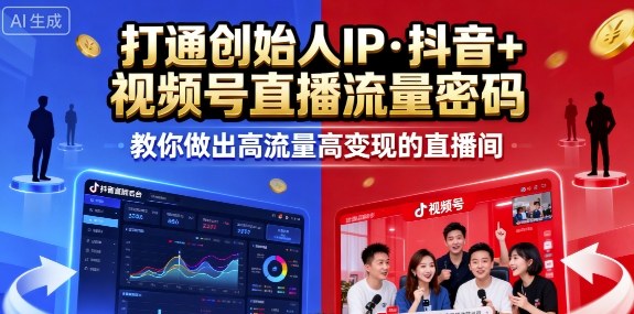 25年直播9-10两期线下课，打通创始人IP，抖音+视频号直播流量密码，教你做出高流量高变现的直播间-卿云社