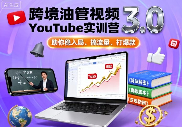跨境油管视频YouTube实训营3.0，助你稳入局、搞流量、打爆款-卿云社