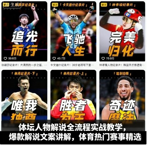 体坛人物解说全流程实战教学，爆款解说文案讲解，体育热门赛事精选-卿云社