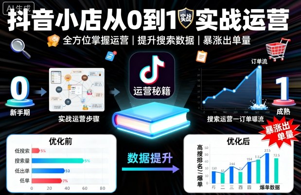 抖音小店从0到1实战运营，帮你全方位掌握小店运营，提升搜索数据与出单量-卿云社