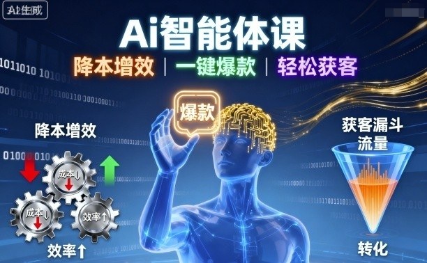 Ai智能体课，降本增效，一键爆款，轻松获客-卿云社