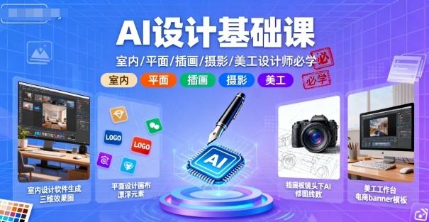 AI设计基础课，室内、平面、插画、摄影、美工设计师必学的-卿云社