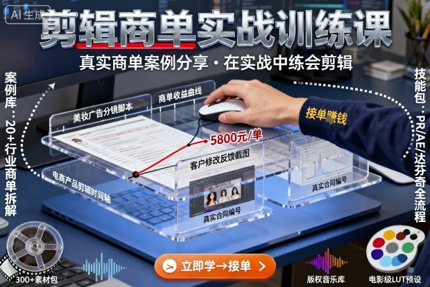 剪辑商单实战训练课，真实商单案例分享，在实战中练会剪辑-卿云社