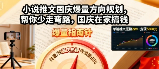 小说推文国庆爆量方向规划，帮你少走弯路，国庆在家搞钱-卿云社