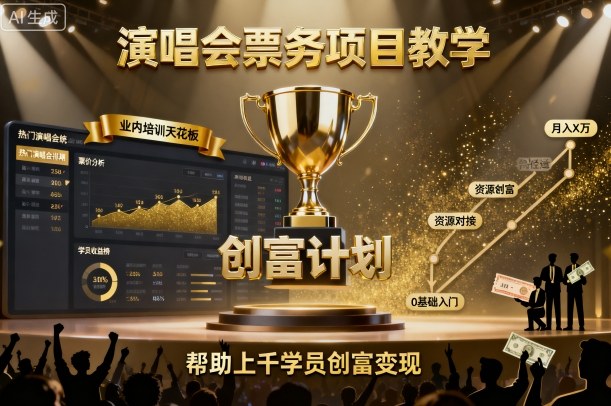 演唱会票务项目教学，业内培训天花板，帮助上千学员创富变现-卿云社