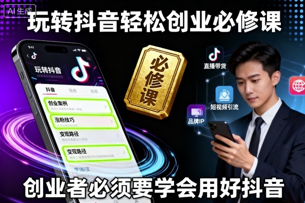 玩转抖音轻松创业必修课，创业者必须要学会用好抖音-卿云社