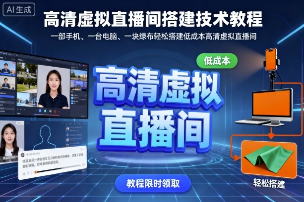 高清虚拟直播间搭建技术教程，一部手机、一台电脑、一块绿布轻松搭建低成本高清虚拟直播间-卿云社