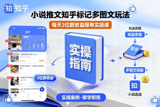 小说推文知乎标记多图文玩法，每天3位数收益爆单实操课-卿云社