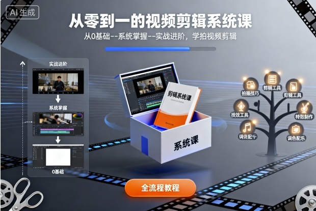 从零到一的视频剪辑系统课，从0基础–系统掌握–实战进阶，学拍视频剪辑-卿云社