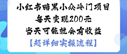 小红书暗黑小众冷门项目每天变现2张当天可能就会有收益-卿云社