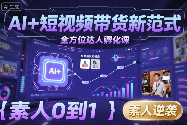 AI+短视频带货新范式全方位达人孵化课，素人也可以从0到1，全方位认知短视频带货-卿云社