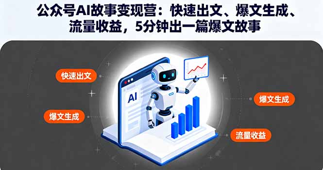 公众号AI故事变现营：快速出文、爆文生成、流量收益，5分钟出一篇爆文故事-卿云社