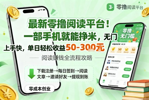 最新零撸阅读平台！一部手机就能挣米，无门槛上手快，单日轻松收益50-3张【揭秘】-卿云社