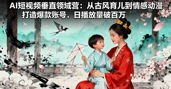 AI短视频垂直领域营：从古风育儿到情感动漫，打造爆款账号,日播放量破百万-卿云社