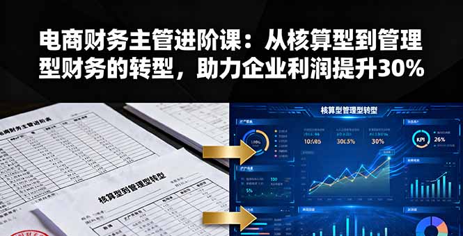 电商财务主管进阶课：从核算型到管理型财务的转型，助力企业利润提升30%-卿云社