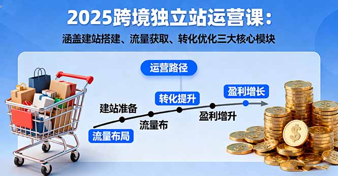 2025跨境独立站运营课：涵盖建站搭建、流量获取、转化优化三大核心模块-卿云社