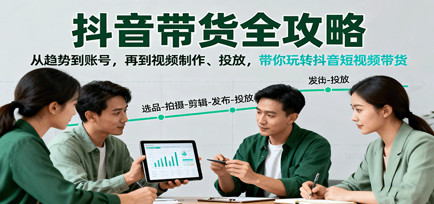 抖音带货全攻略：从趋势到账号，再到视频制作、投放，带你玩转抖音短视频带货-卿云社