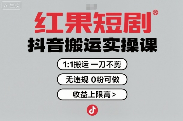 红果短剧拉新之抖音搬运实操课，1：1搬运，一刀不剪，无违规，0粉可做，收益上限高-卿云社