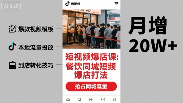 短视频爆店课，餐饮同城短视频爆店打法-卿云社