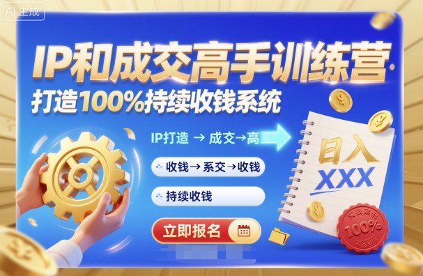 带你成为IP和成交高手的训练营，打造100%持续收钱系统-卿云社