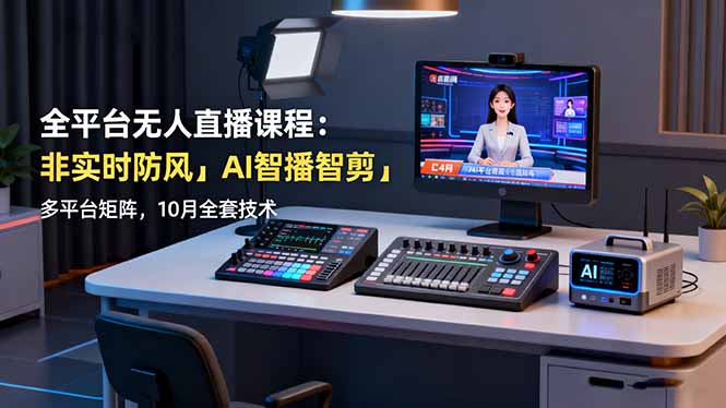 全平台无人直播课程：非实时防风＋AI智播智剪＋多平台矩阵，10月全套技术-卿云社