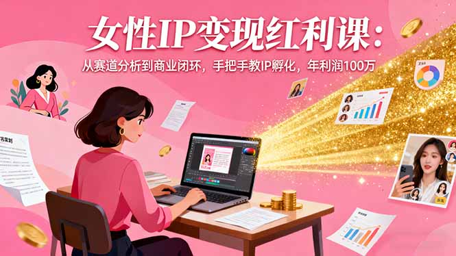 女性IP变现红利课：从赛道分析到商业闭环，手把手教IP孵化，年利润100万-卿云社