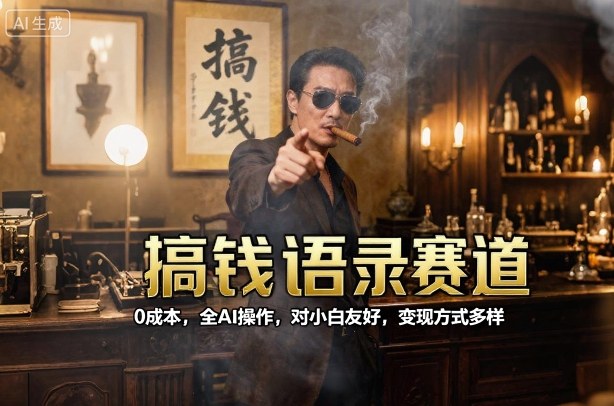 搞钱语录赛道，0成本，全AI操作，对小白友好，变现方式多样-卿云社
