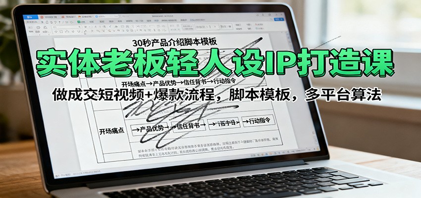 实体老板轻人设IP打造课：做成交短视频+爆款流程，脚本模板，多平台算法-卿云社