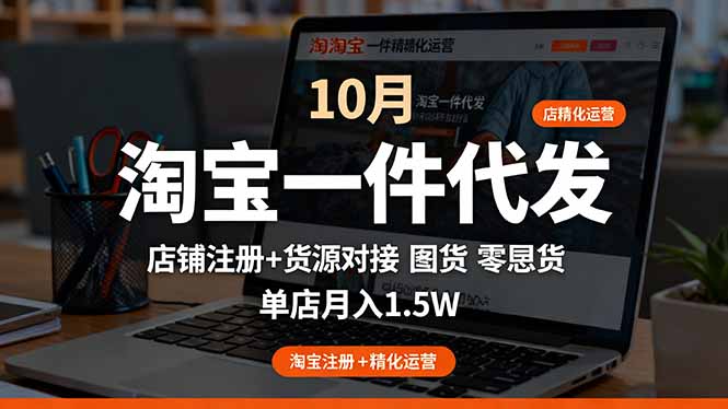 淘宝一件代发精细化运营-10月：店铺注册+货源对接+零囤货，单店月入1.5w-卿云社