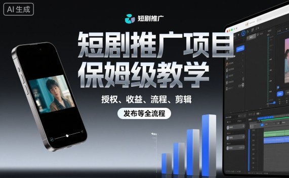短剧推广项目保姆级教学，授权、收益、流程、剪辑，发布等全流程-卿云社