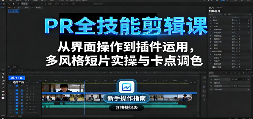 PR全技能剪辑课：从界面操作到插件运用，多风格短片实操与卡点调色-卿云社