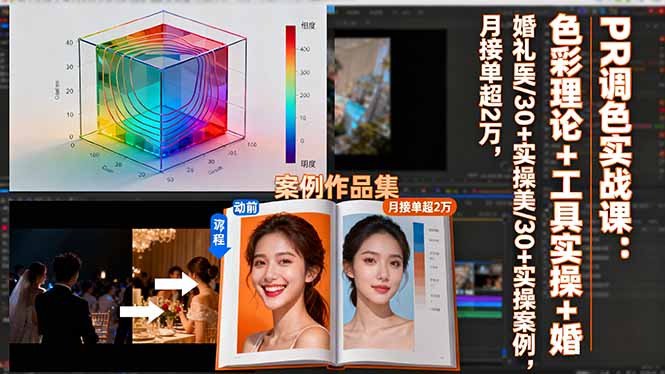 PR调色实战课：色彩理论+工具实操+婚礼医美/30+实操案例，月接单超2万-卿云社
