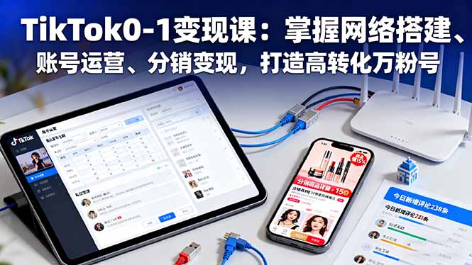 TikTok0-1变现课：掌握网络搭建、账号运营、分销变现，打造高转化万粉号-卿云社
