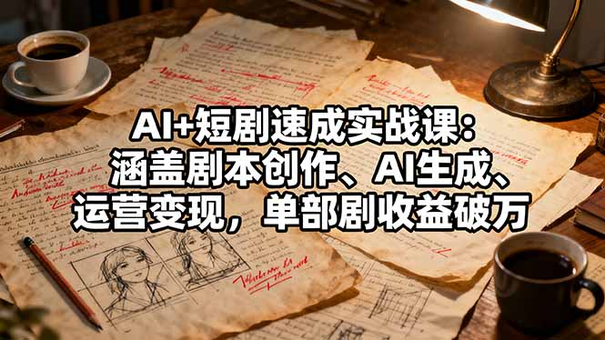 AI+短剧速成实战课：涵盖剧本创作、AI生成、运营变现，单部剧收益破万-卿云社