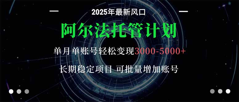 阿尔法托管计划 单账号月入3000-5000，长期稳定项目，新手小白轻松上手。-卿云社