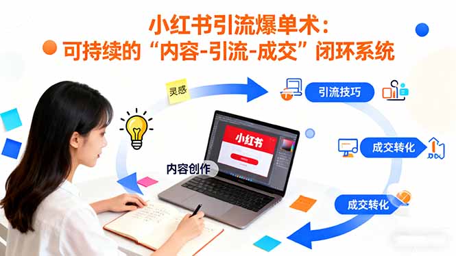小红书引流爆单术：构建一套低成本 可持续的“内容-引流-成交”闭环系统-卿云社
