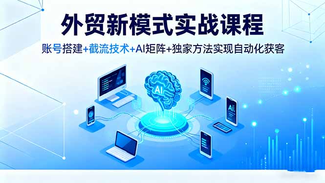 外贸新模式实战课程，账号搭建+截流技术+AI矩阵+独家方法实现自动化获客-卿云社