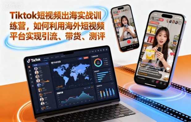 Tiktok短视频出海实战训练营，如何利用海外短视频平台实现引流、带货、测评-卿云社