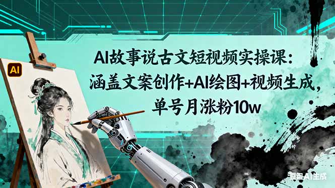 AI故事说古文短视频实操课：涵盖文案创作+AI绘图+视频生成，单号月涨粉10w-卿云社