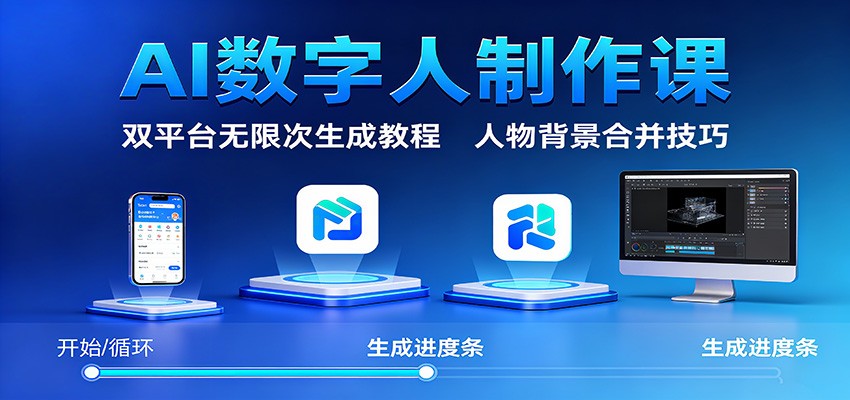 AI数字人制作课：双平台无限次生成教程，人物背景合并技巧-卿云社