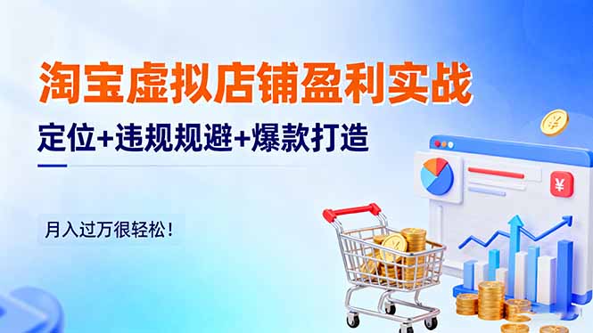 淘宝虚拟店铺盈利实战：定位+违规规避+爆款打造，月入过万很轻松！-卿云社