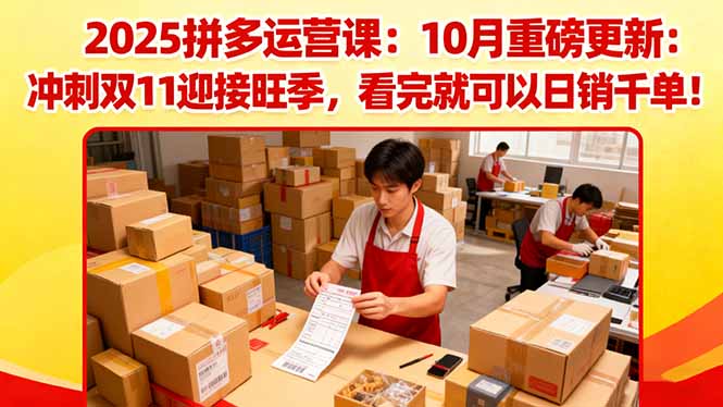 2025拼多多运营课：10月重磅更新：冲刺双11迎接旺季，看完就可以日销千单-卿云社