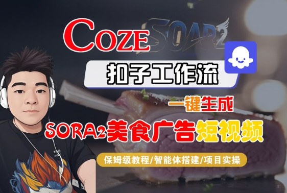 Coze扣子智能体工作流一键生成“SORA2美食广告“短视频，全流程保姆级教学-卿云社