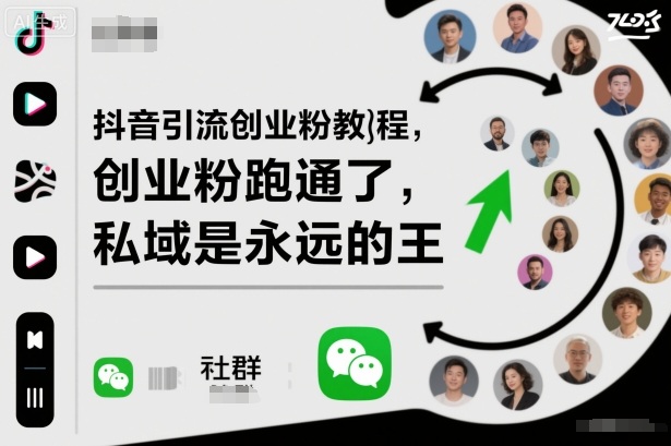 抖音引流创业粉教程，创业粉终于跑通了，私域是永远的王-卿云社