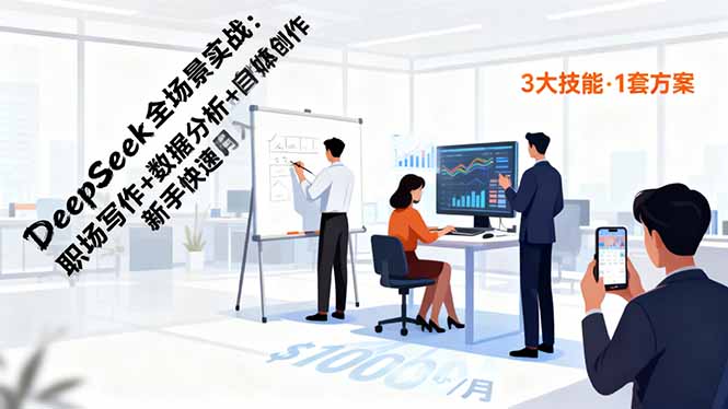 DeepSeek全场景实战：职场写作+数据分析+自媒体创作，新手快速月入过万-卿云社